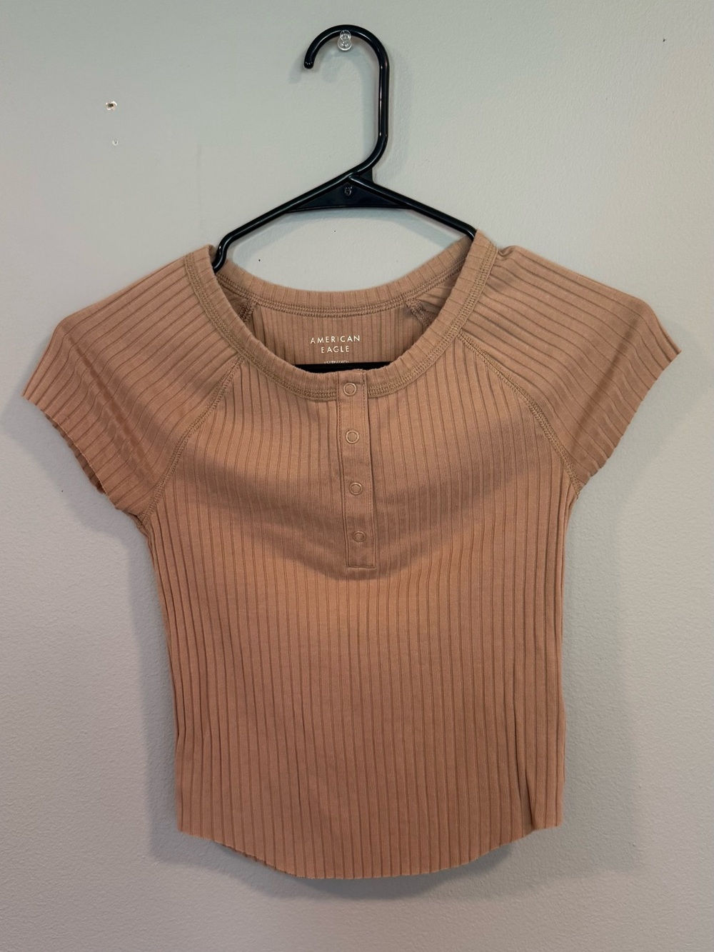 American Eagle Outfitters Ribbed Top in Taupe
